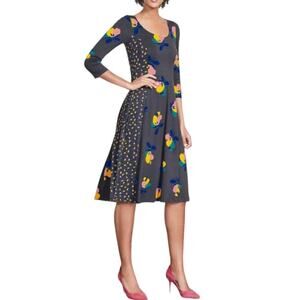 Boden Alannah Gray Floral Jersey Fit & Flare Dress